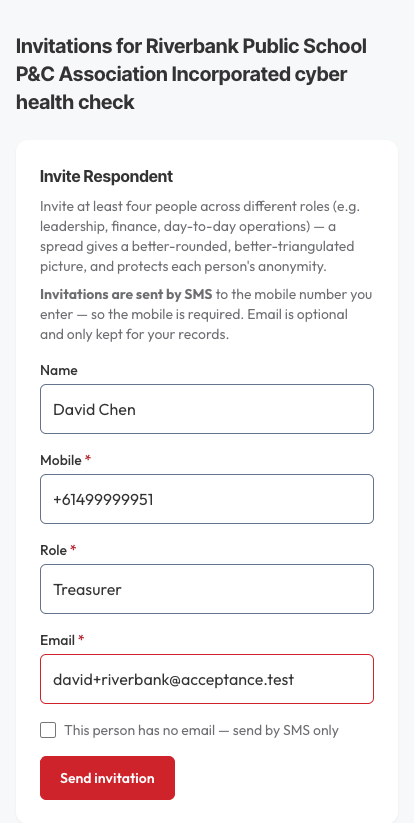 The invitation form