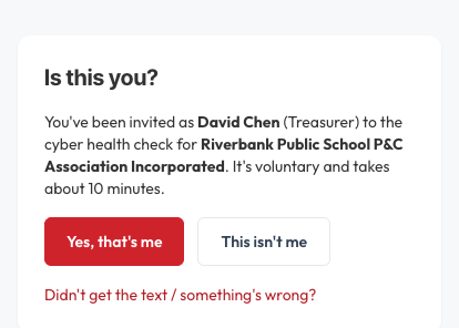 The is-this-you confirmation screen