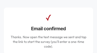 Email confirmed screen